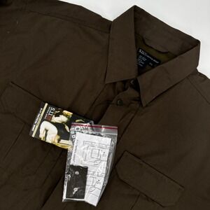 NWT 511 Tactical Series Mens Long‎ Sleeve Button Up Shirt Brown 2XL Cotton
